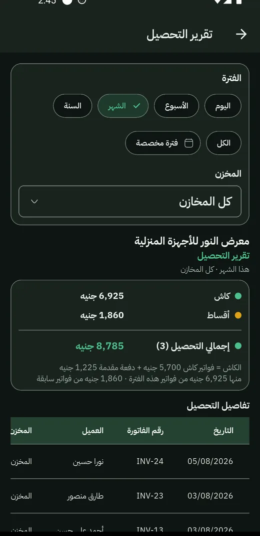ما دخل الخزنة في الفترة: بيعٌ جديد وبيعٌ قديم، مع كل عمليّة